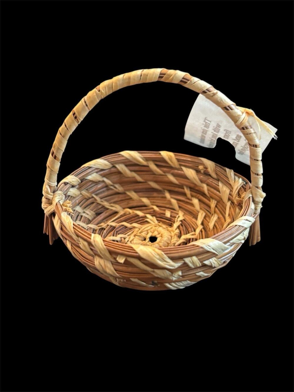 Handmade 2” Miniature Pine Needle Basket Handcrafted